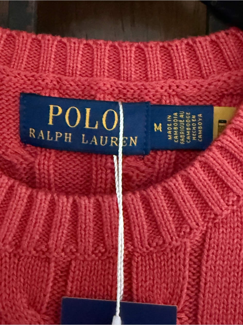 Ralph Lauren Dark Coral Cable Knit Short Sleeve Sweater Size S, M - Picture 4 of 6